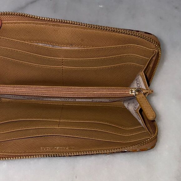 Michael Kors Wallet Leather Snake Moxley Brown Python Full Zip Continental - Picture 12 of 16